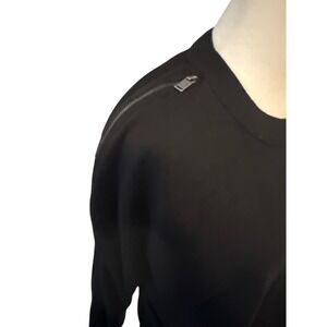 DKNY Womens Black Crew Neck Sweater with Shoulder Zipper Detail Size Medium